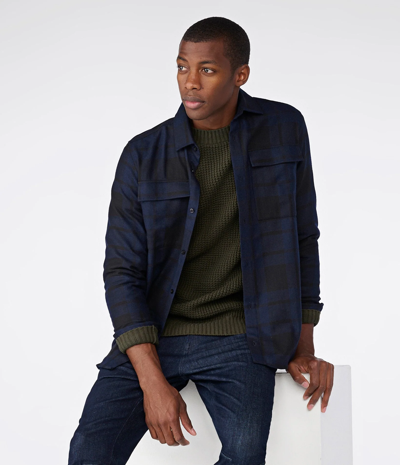 PLAID CHEST POCKETS BUTTON UP
