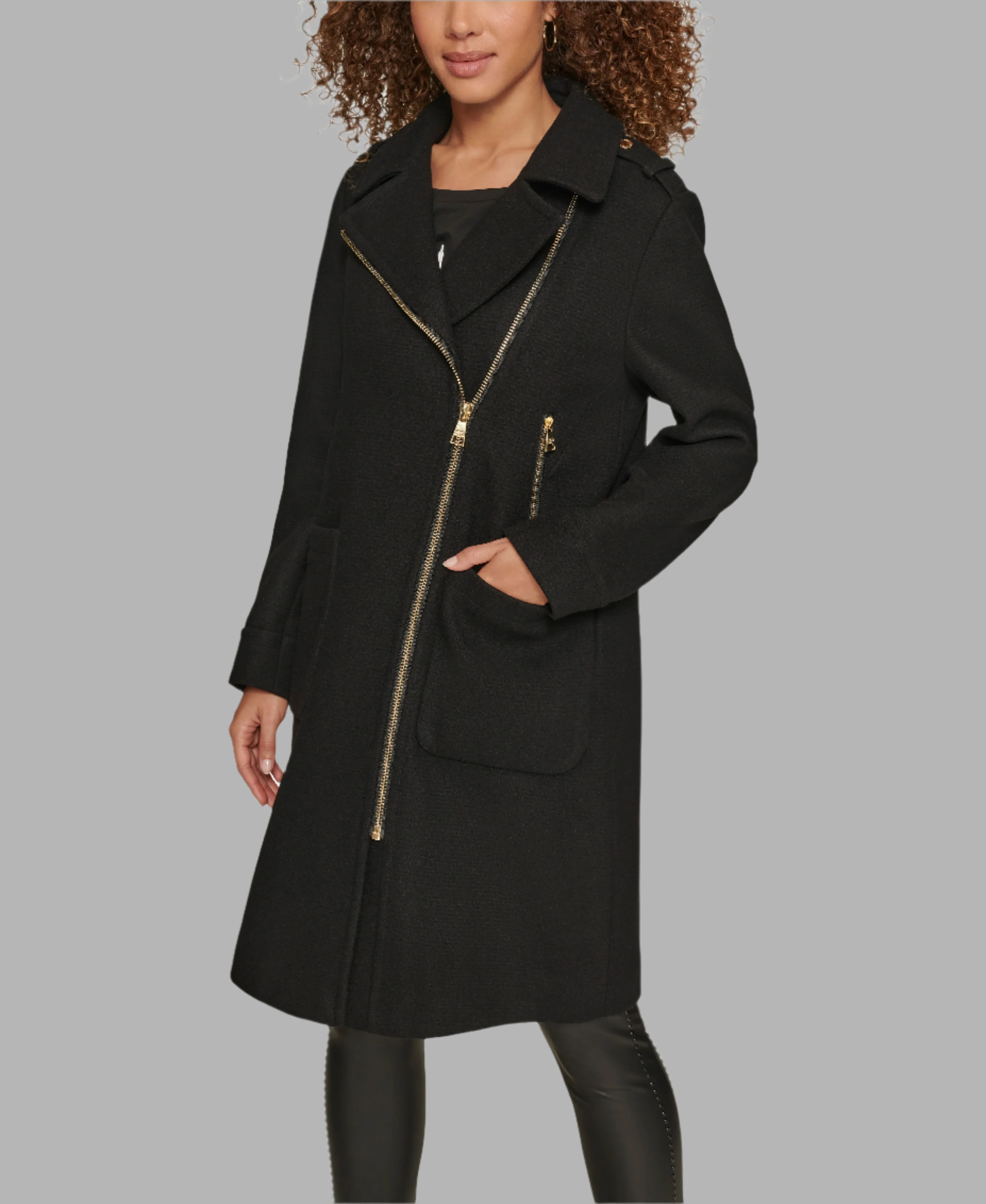 ASYMMETRICAL PATCH POCKET COAT