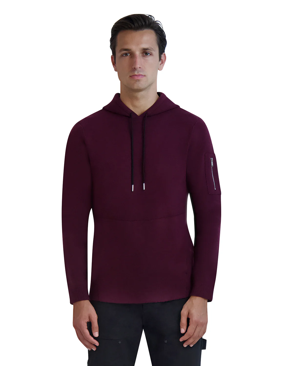 SWEATER HOODIE WITH ZIPPER ON SLEEVE
