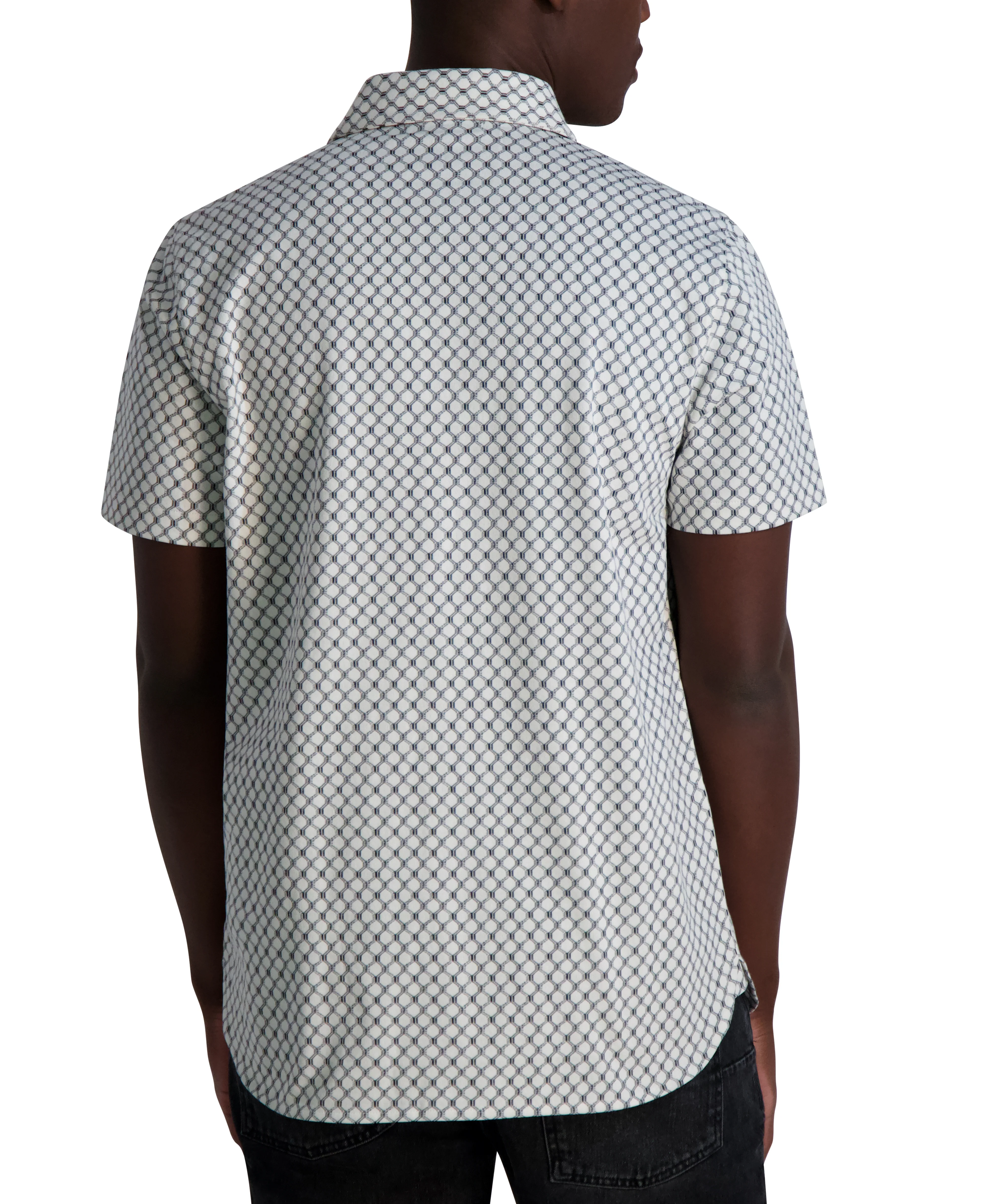 SHORT SLEEVE GEO PRINT CAMP SHIRT
