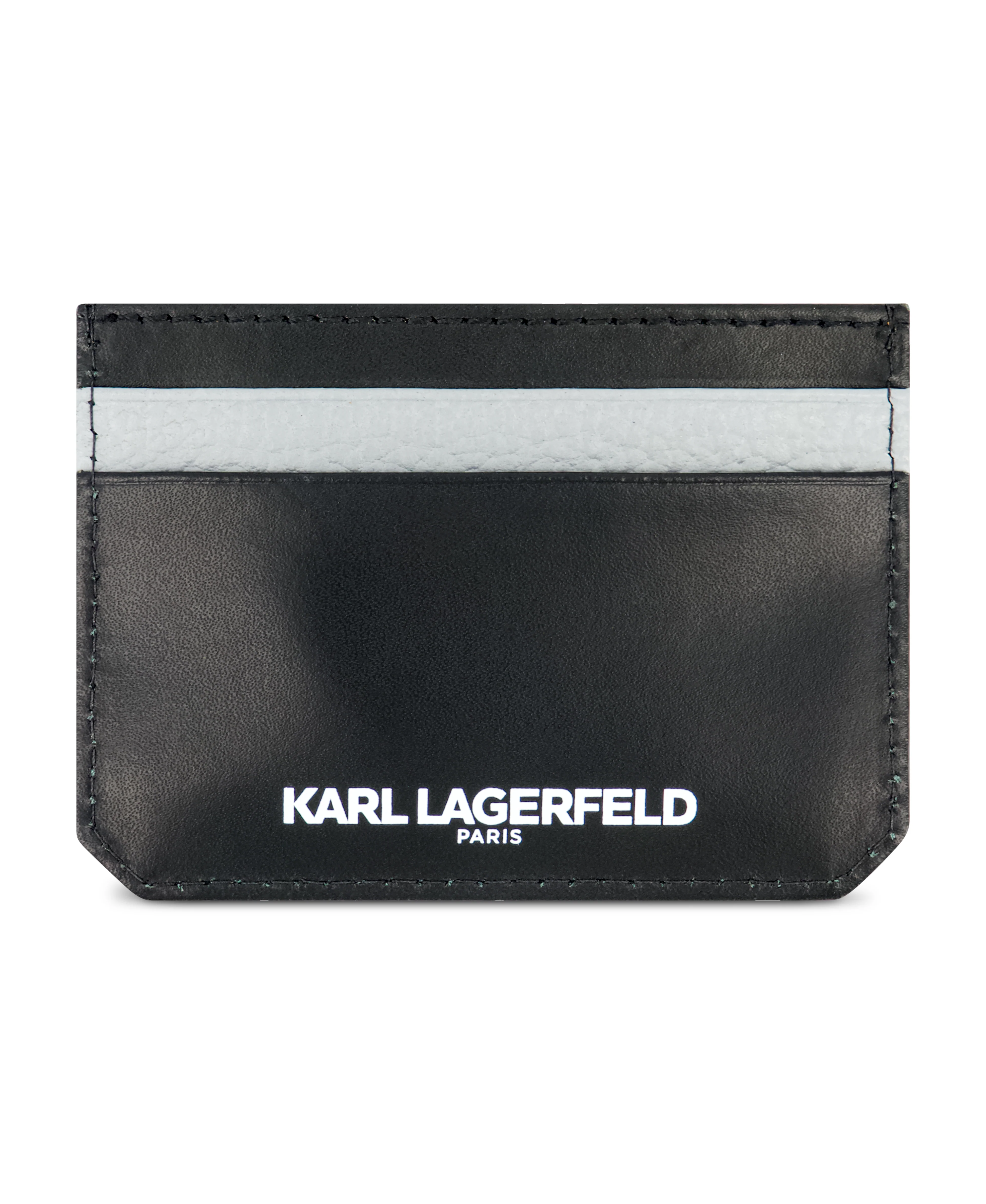 LEATHER FLAT CARD CASE WITH NEW KARL HEAD PRINT