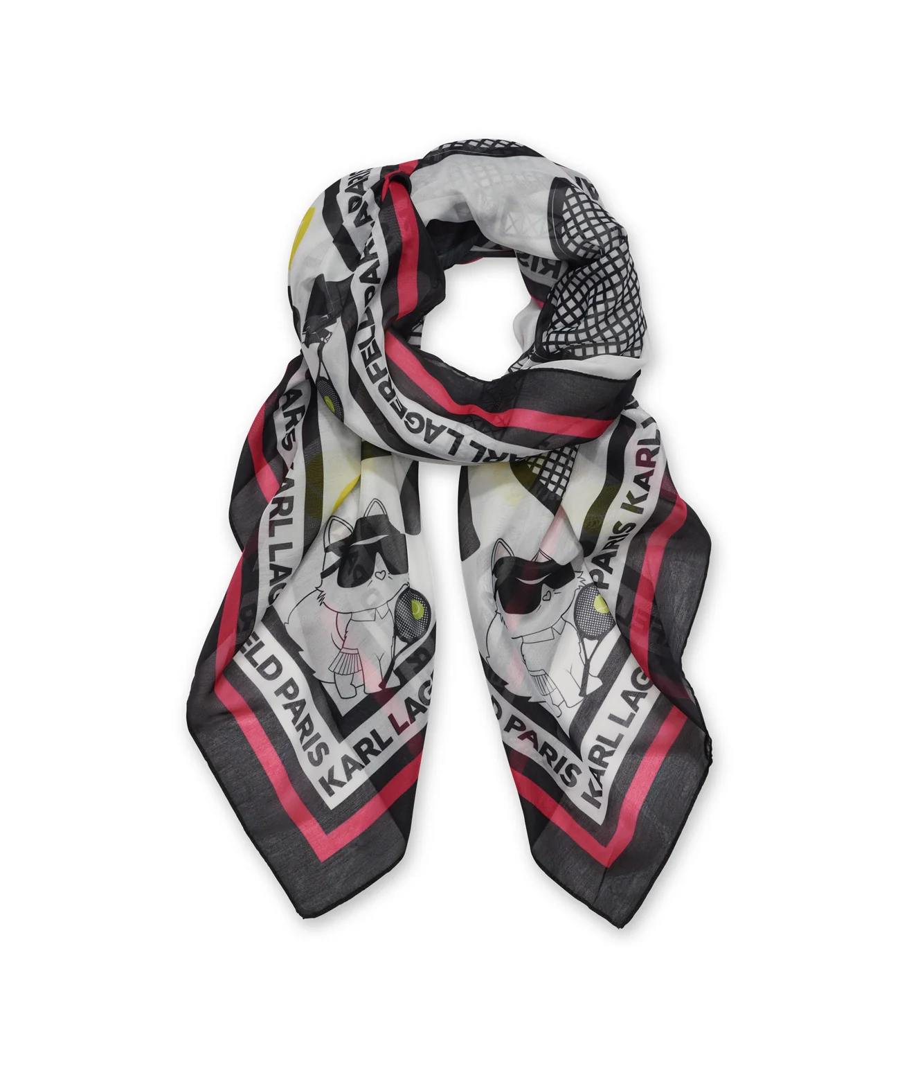 OVERSIZED SQUARE SCARF WITH RACKET PRINT
