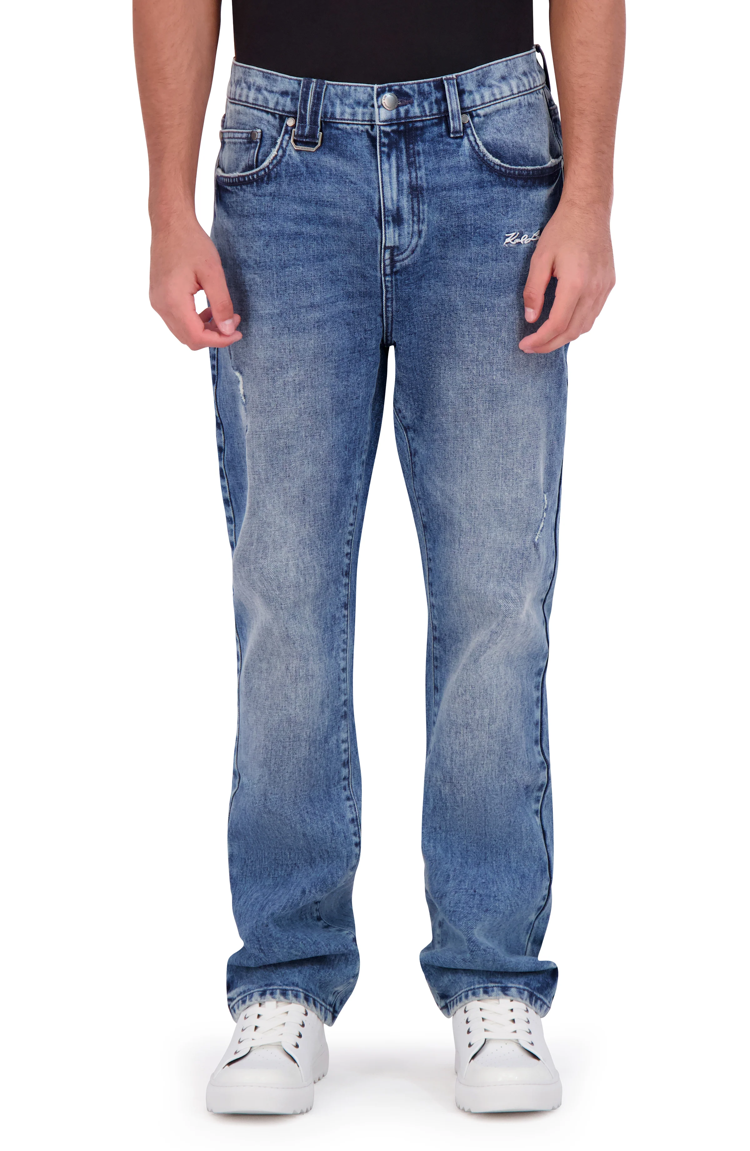 5 POCKET DENIM PANT WITH SIGNATURE LOGO