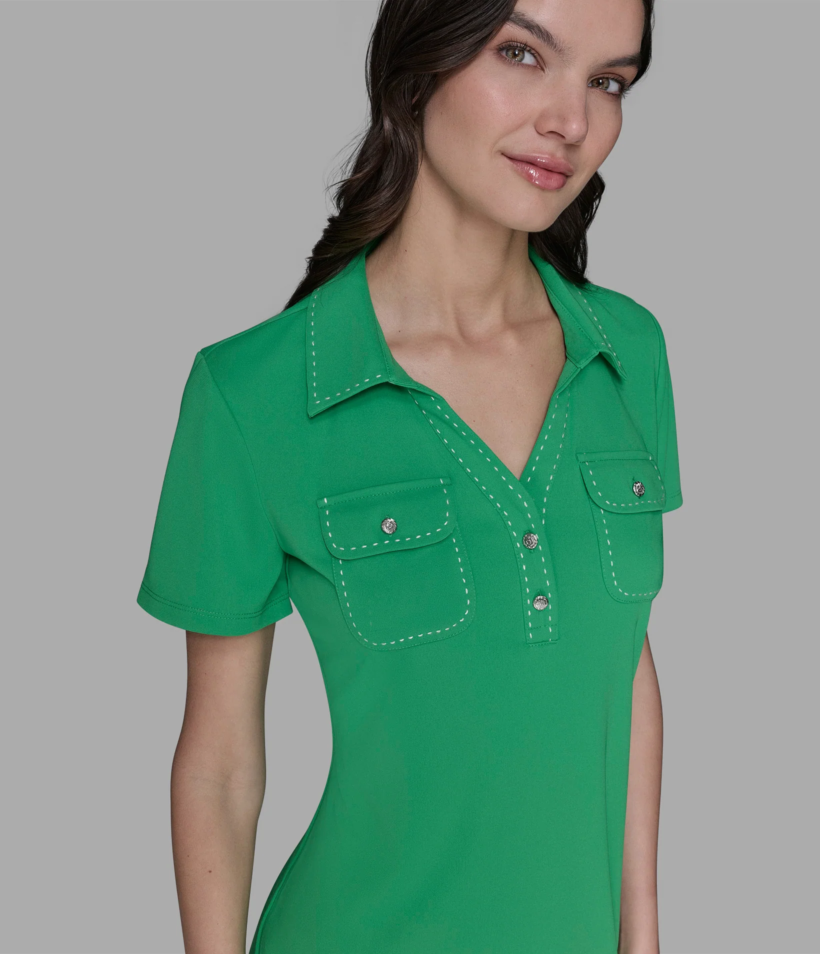 SHORT SLEEVE POLO KNIT DRESS