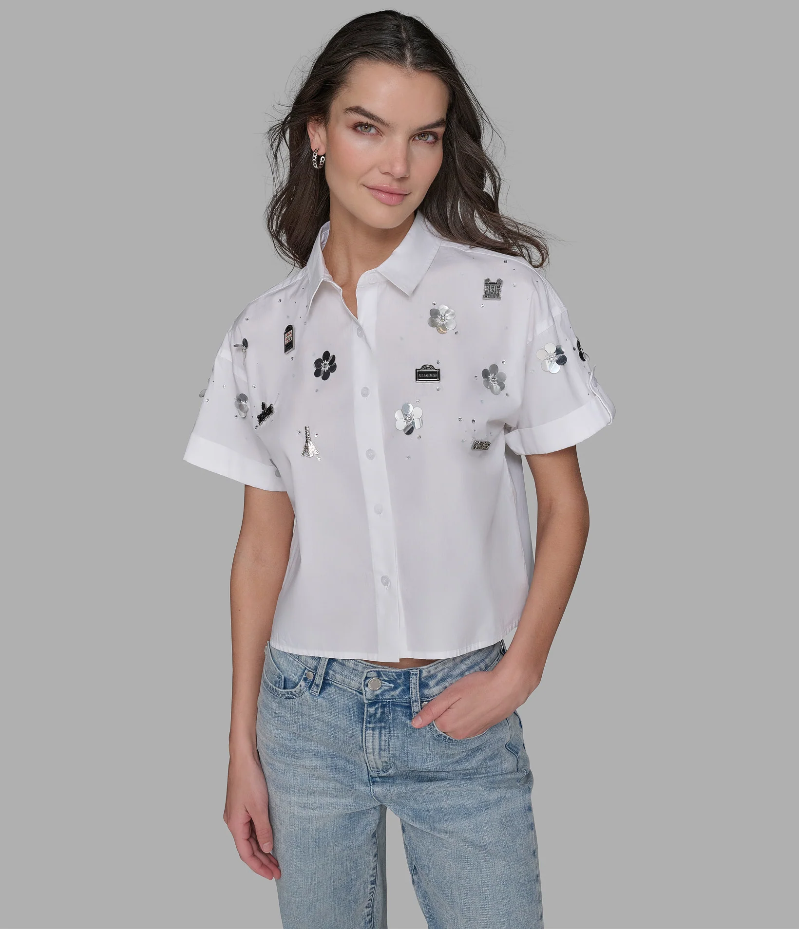 CROP POPLIN WITH RIVET
