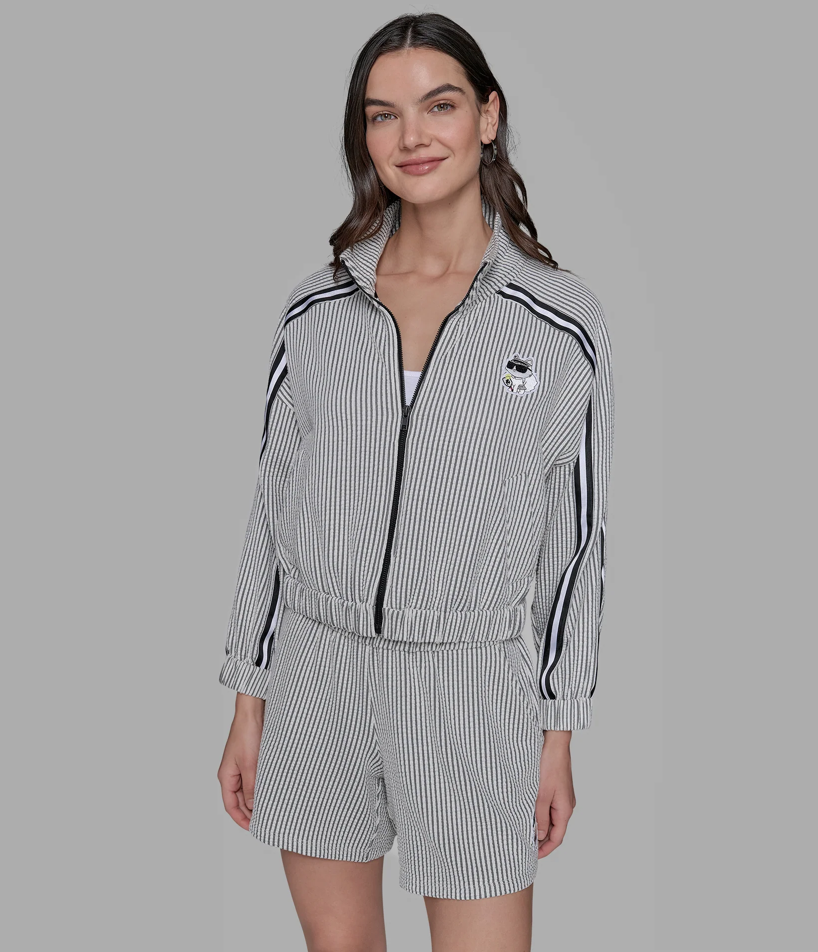 SEERSUCKER TRACK JACKET WITH PATCH