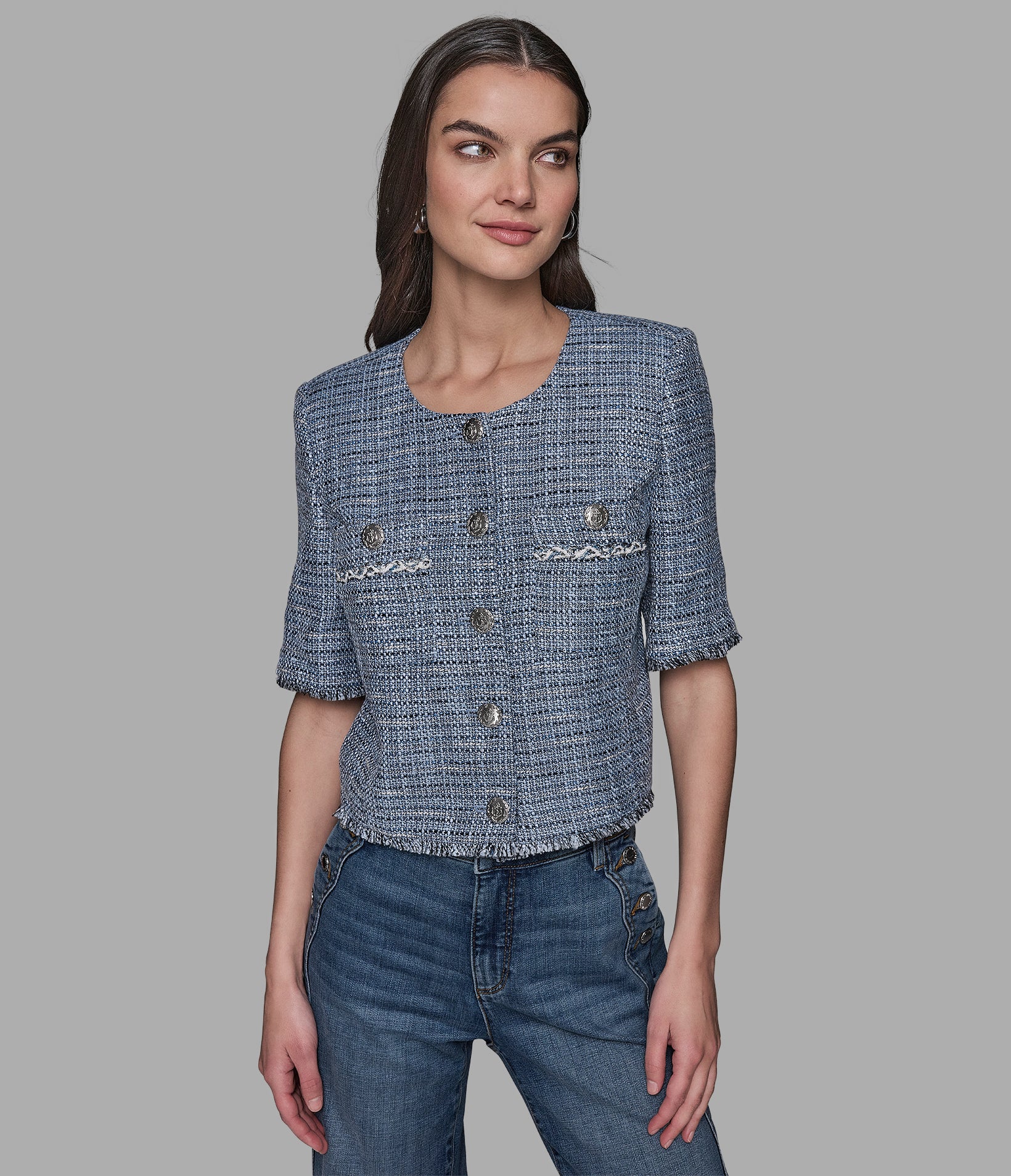 SHORT SLEEVE TWEED LADY JACKET