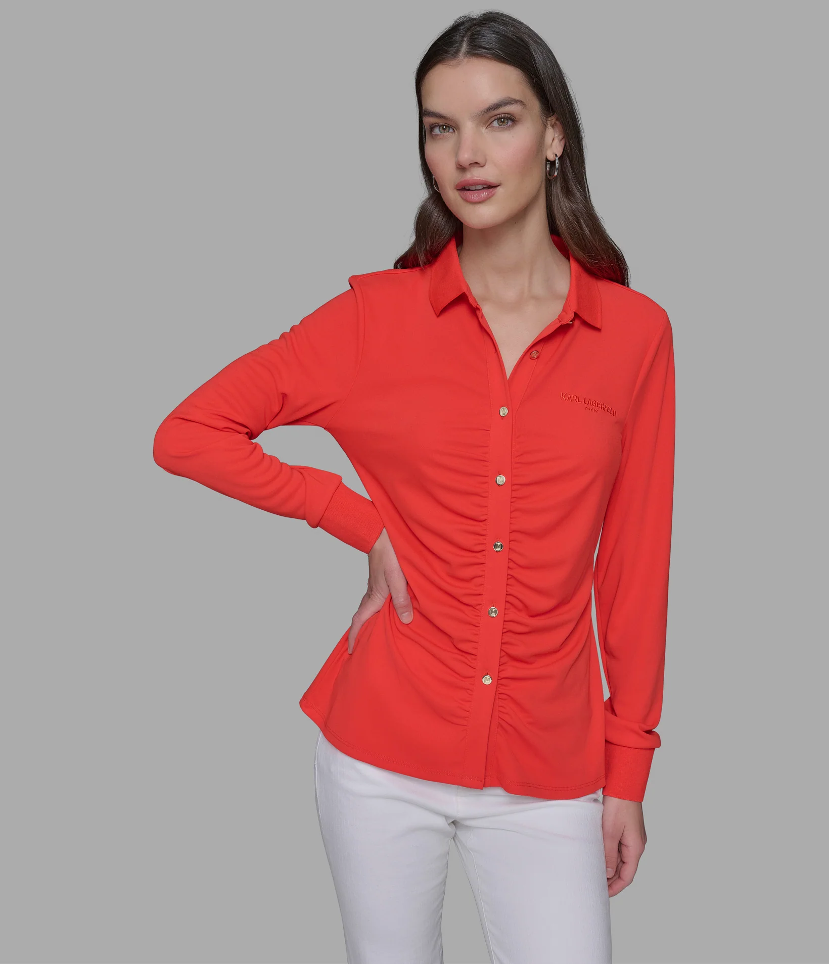 LONG SLEEVE KNIT BUTTON DOWN POLO