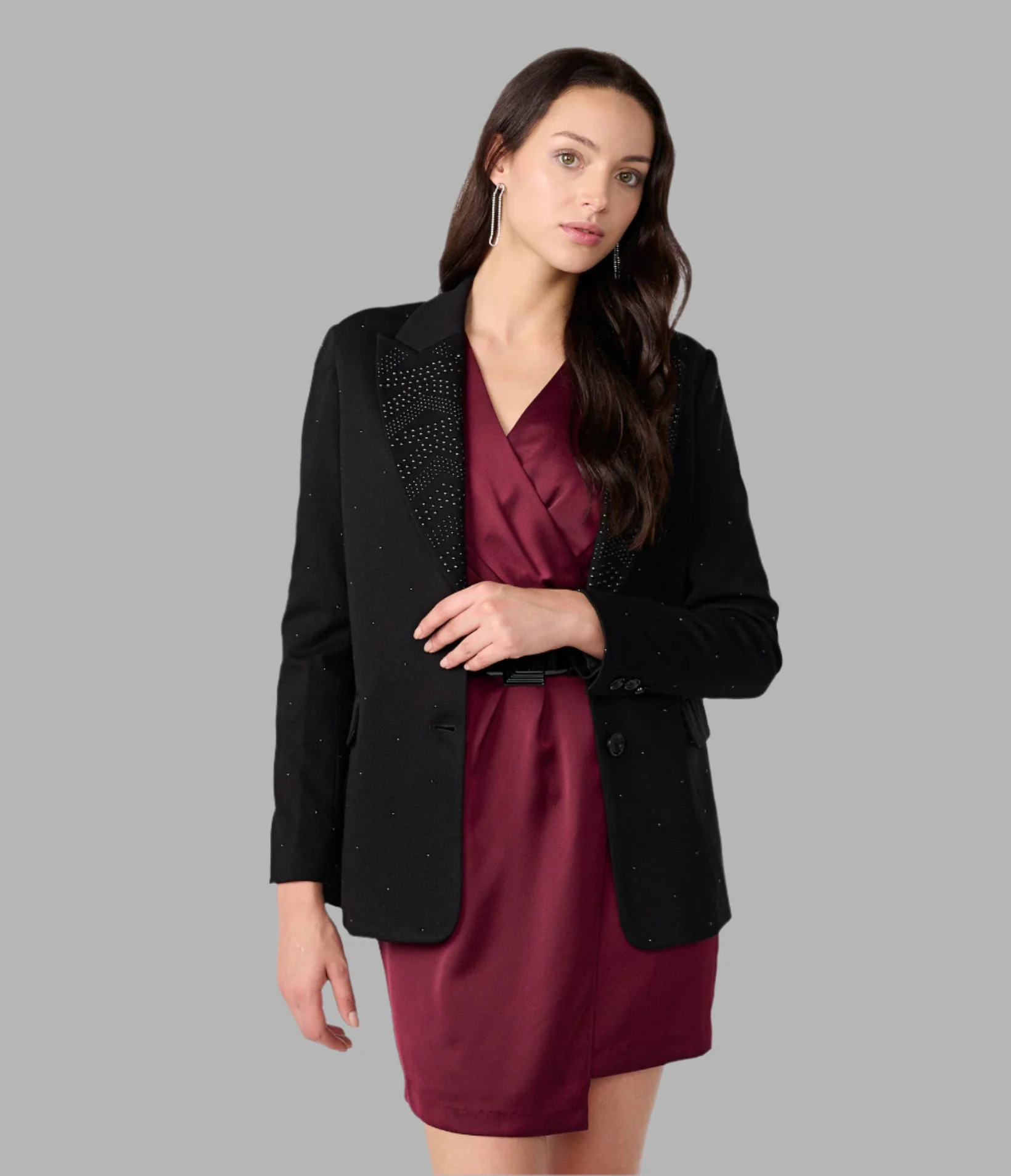 STUDDED LAPEL BLAZER