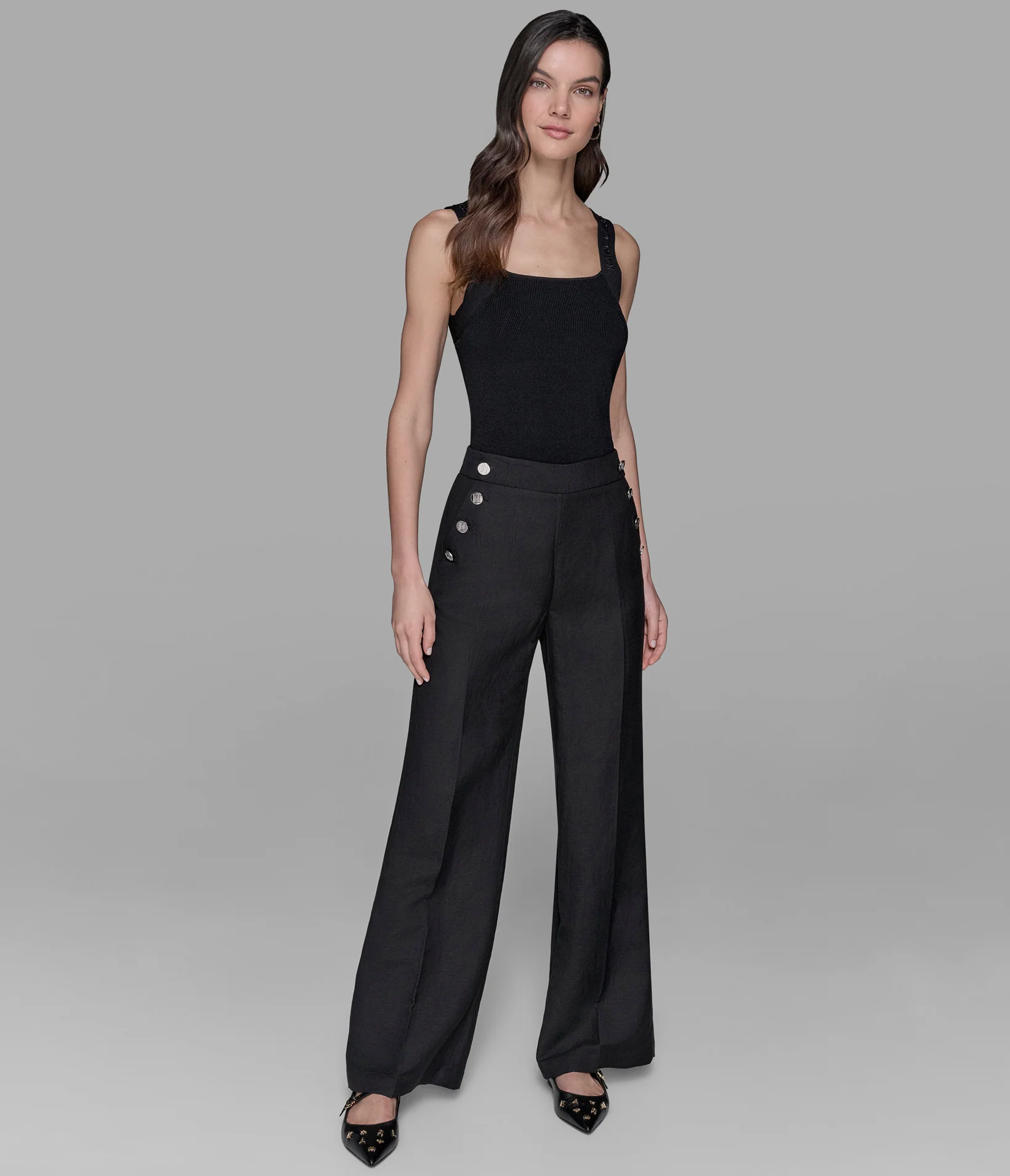 WIDE LEG LINEN-BLEND PANT