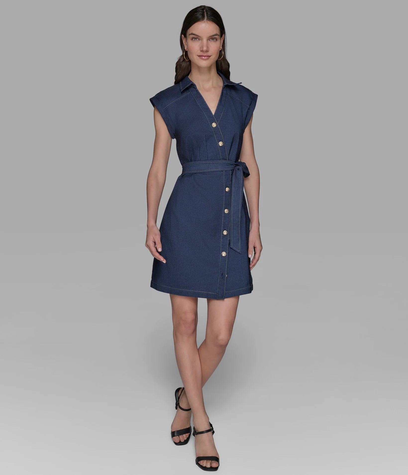 DENIM BELTED SHIRT DRESS