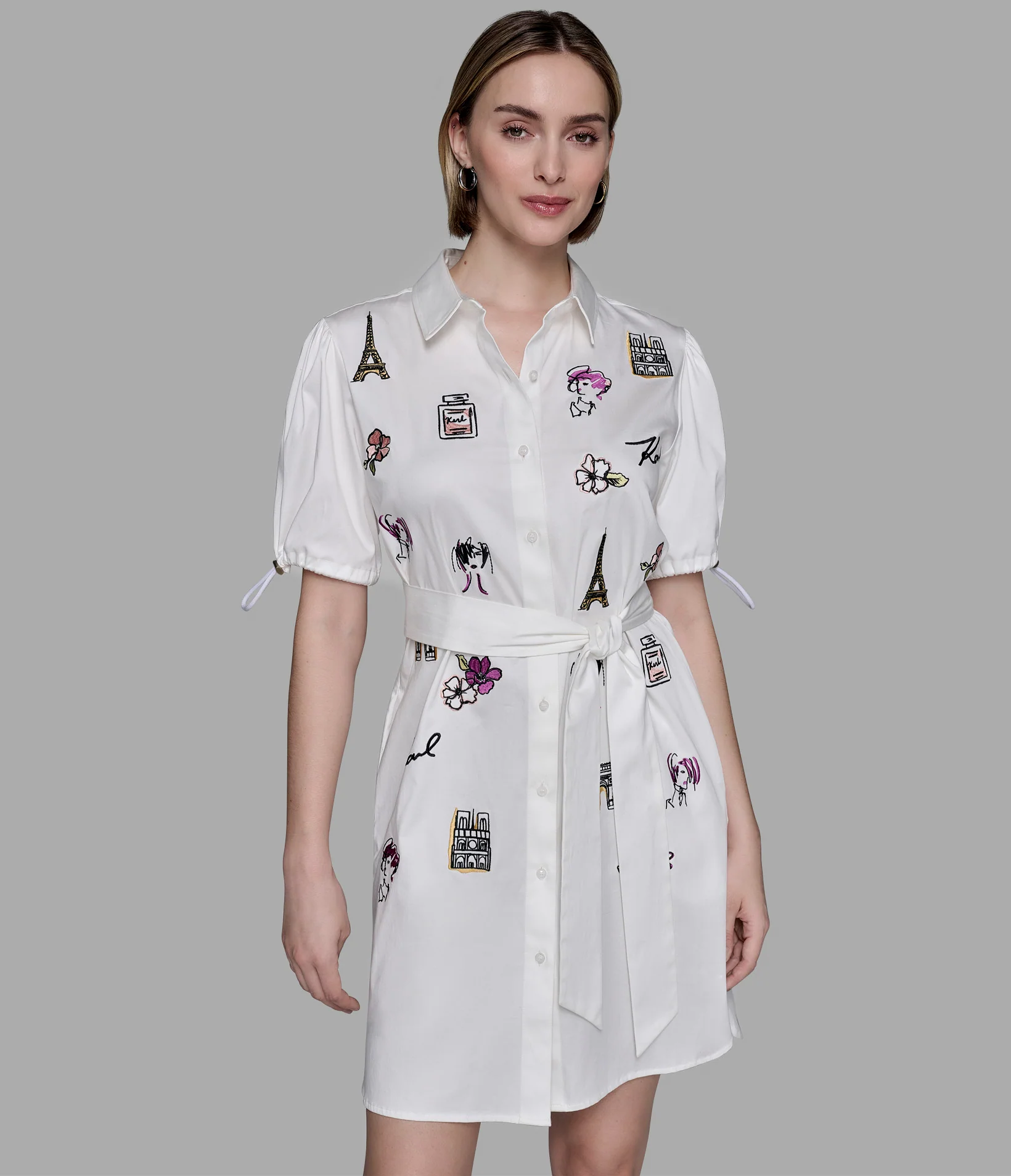 SHORT SLEEVE WHIMSY POPLIN SHIRT DRESS