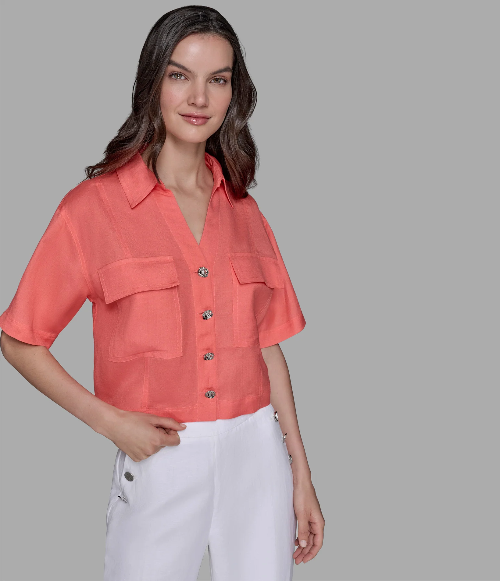 SHORT SLEEVE SOLID CAMP SHIRT