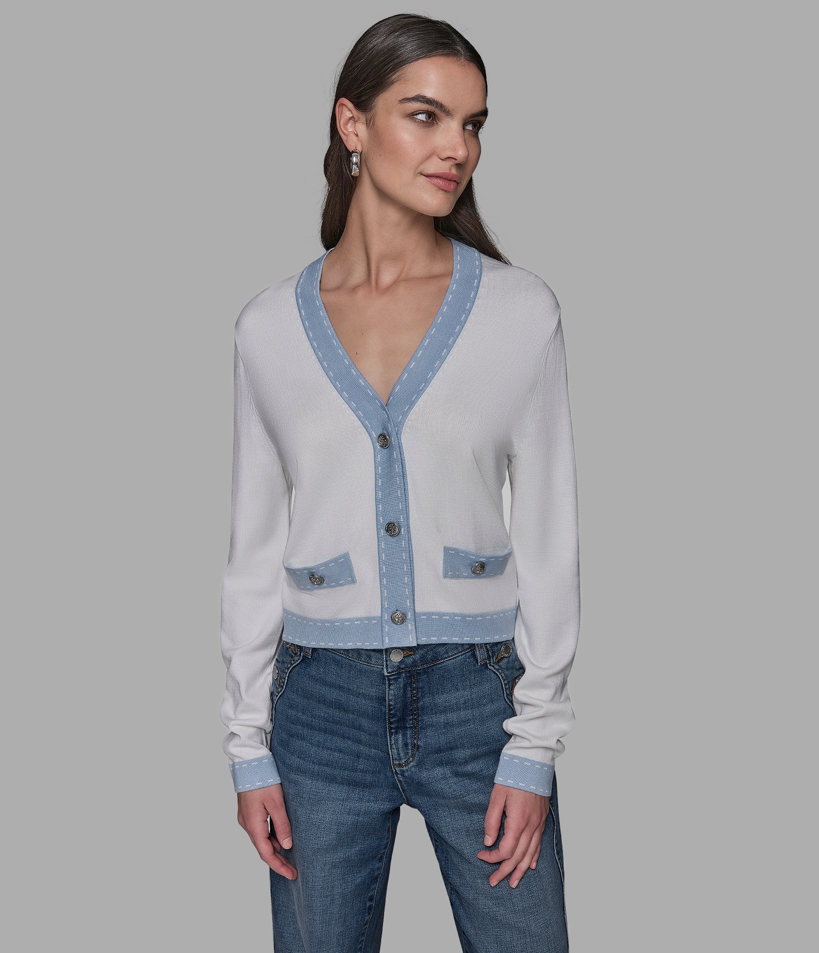 CONTRAST TRIM CARDIGAN