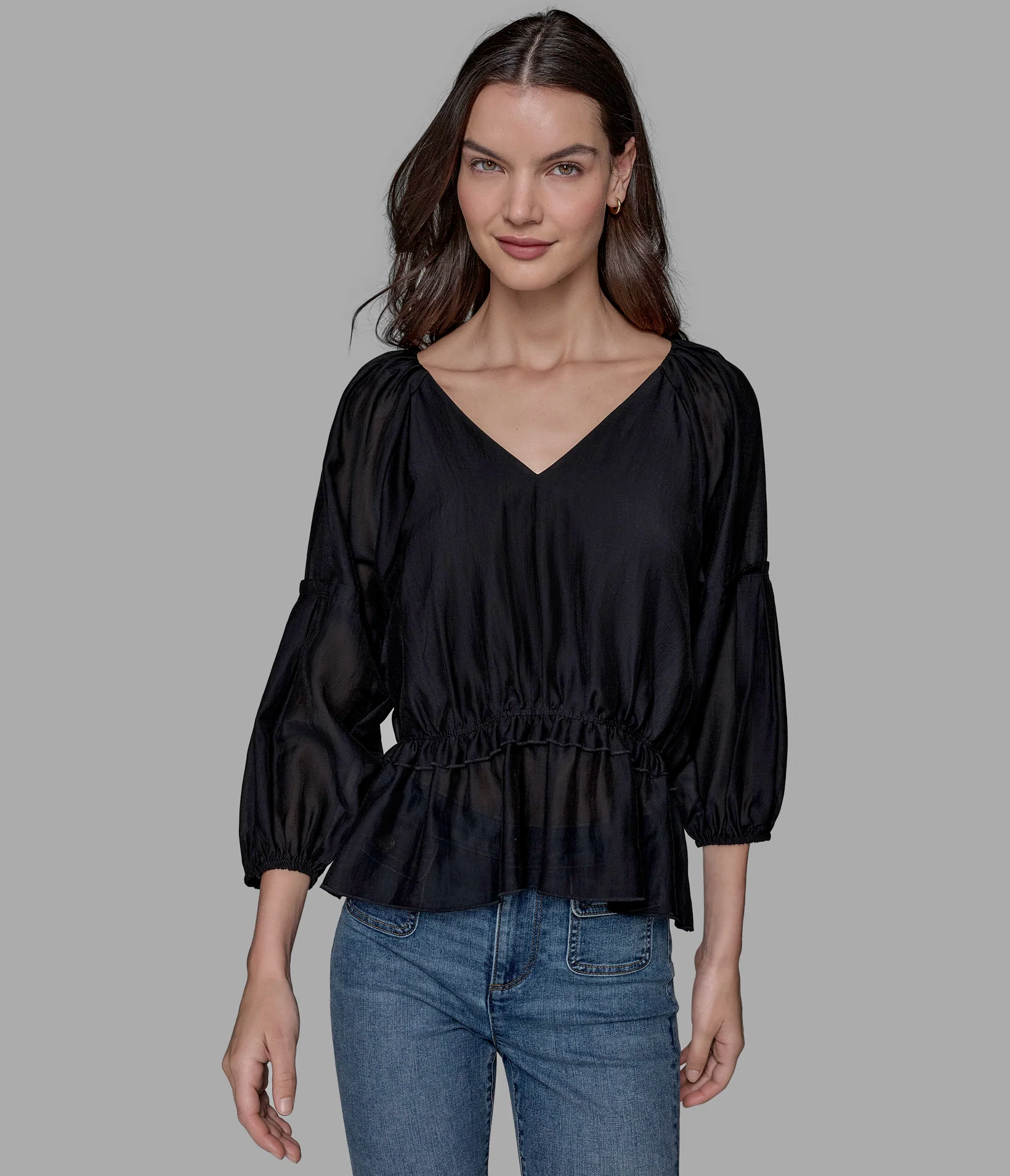 SOLID PEPLUM BLOUSE