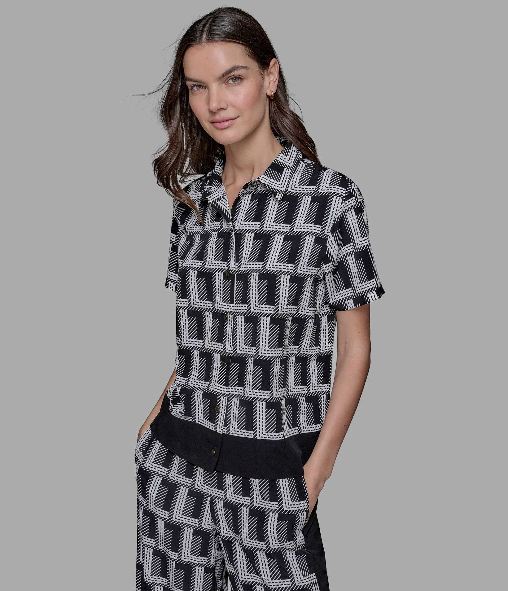 GEO PRINT CAMP SHIRT