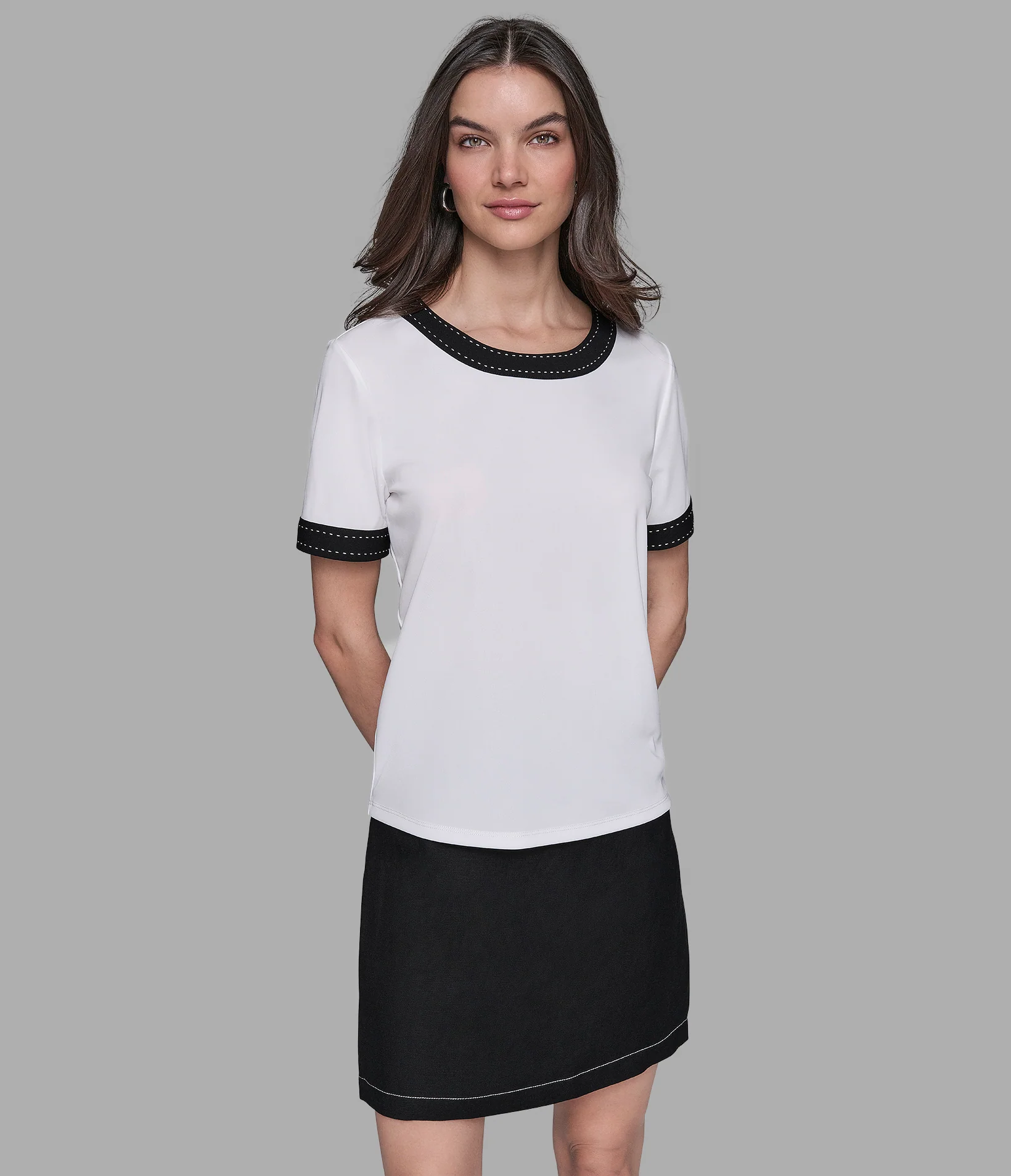 CONTRAST RIB KNIT TOP