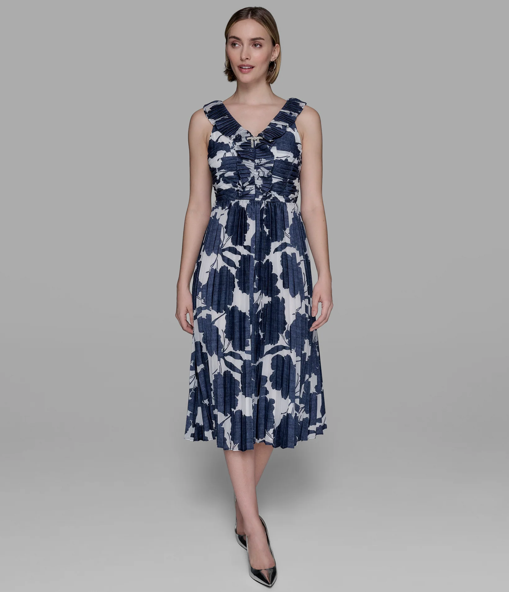 CAPSULE OCCASION PLEATED MIDI DRESS
