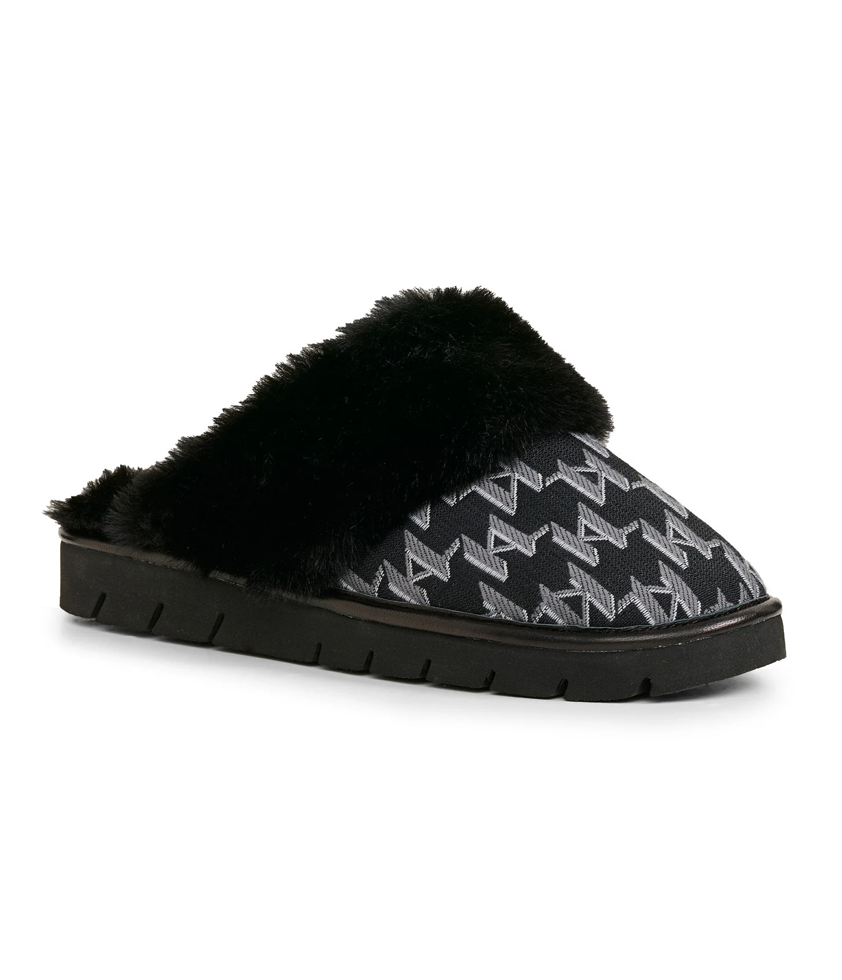 NATASHA MONOGRAM FAUX FUR SLIPPER