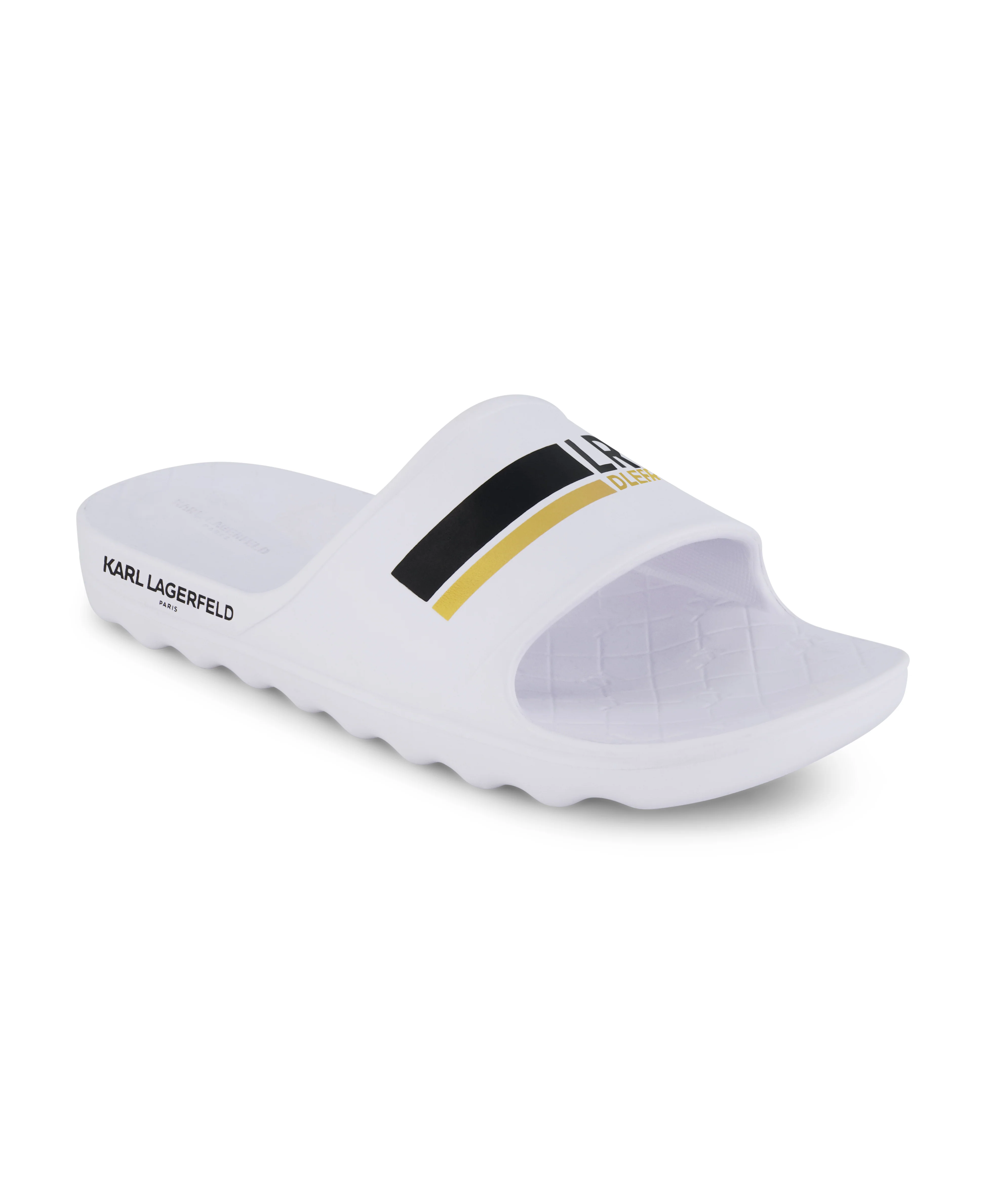 EVA POOL SLIDE WITH STRIPE LOGO PRINT