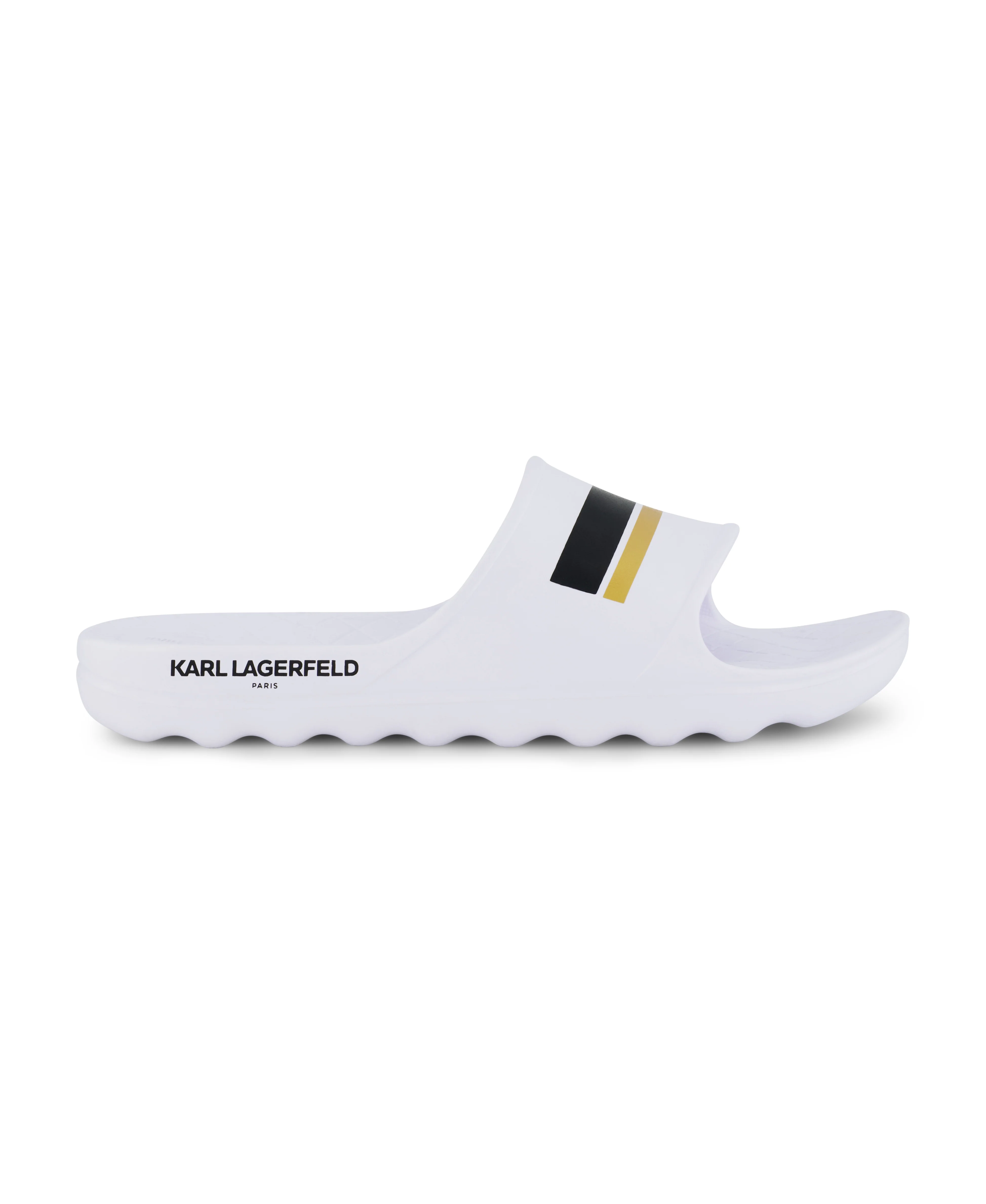 EVA POOL SLIDE WITH STRIPE LOGO PRINT