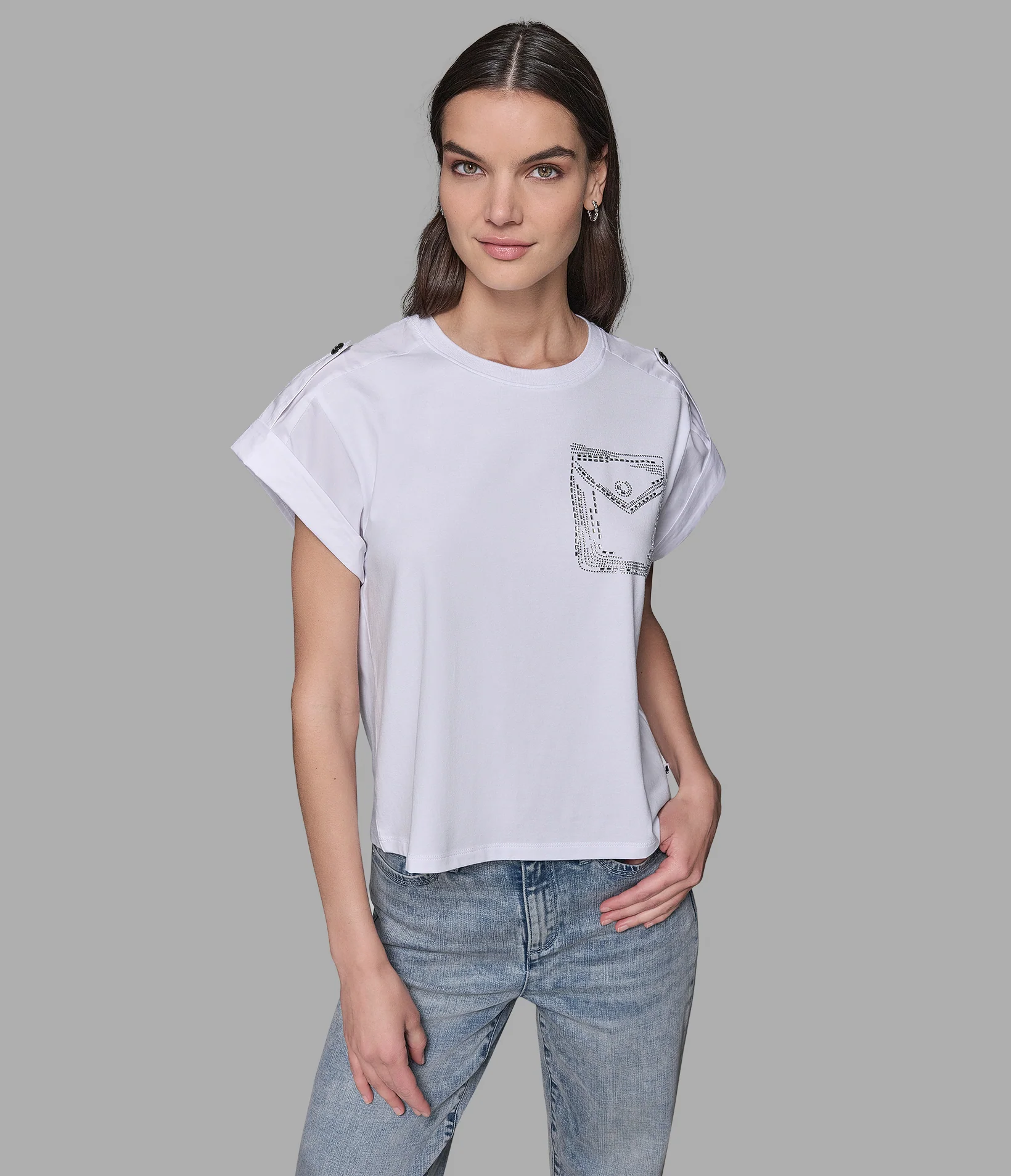 TEE WITH BUTTON EPAULE