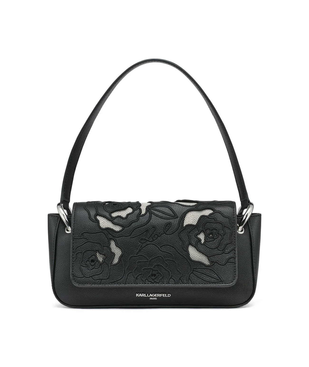 MONET FLORAL EMBROIDERY LEATHER SHOULDER BAG