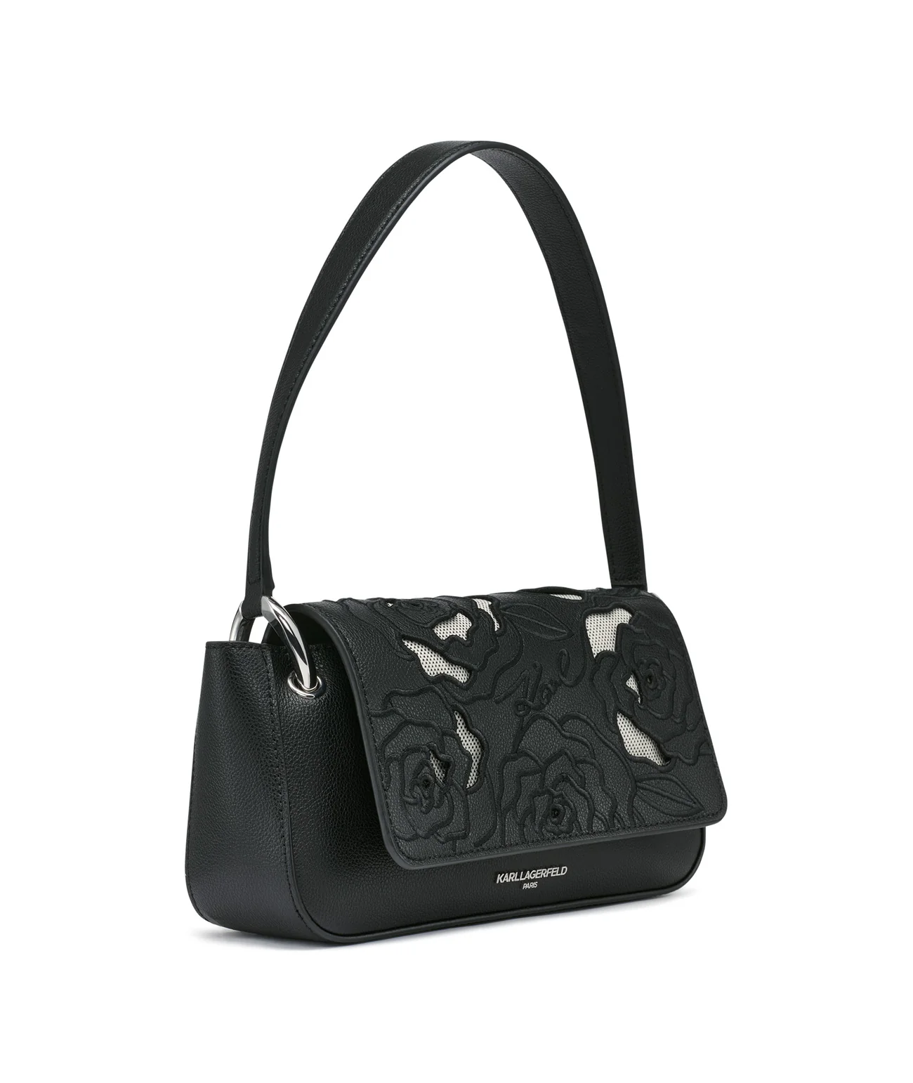 MONET FLORAL EMBROIDERY LEATHER SHOULDER BAG