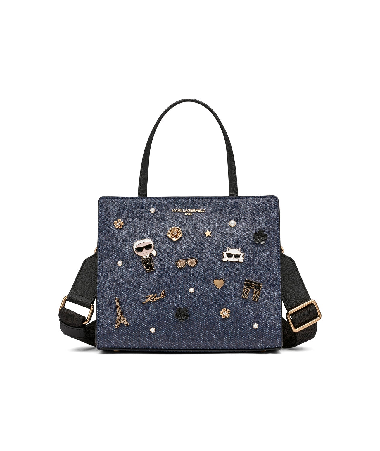 MAYBELLE DENIM SATCHEL WITH PINS