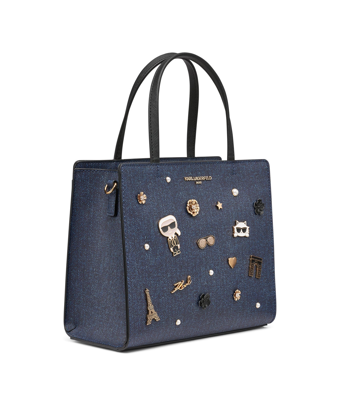 MAYBELLE DENIM SATCHEL WITH PINS